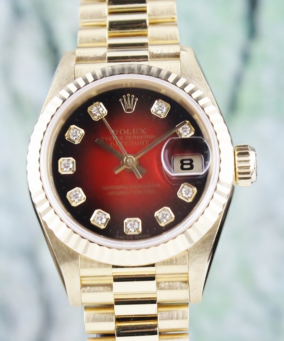 (image for) A ROLEX LADY SIZE 18K YELLOW GOLD OYSTER PERPETUAL DATEJUST - 69178